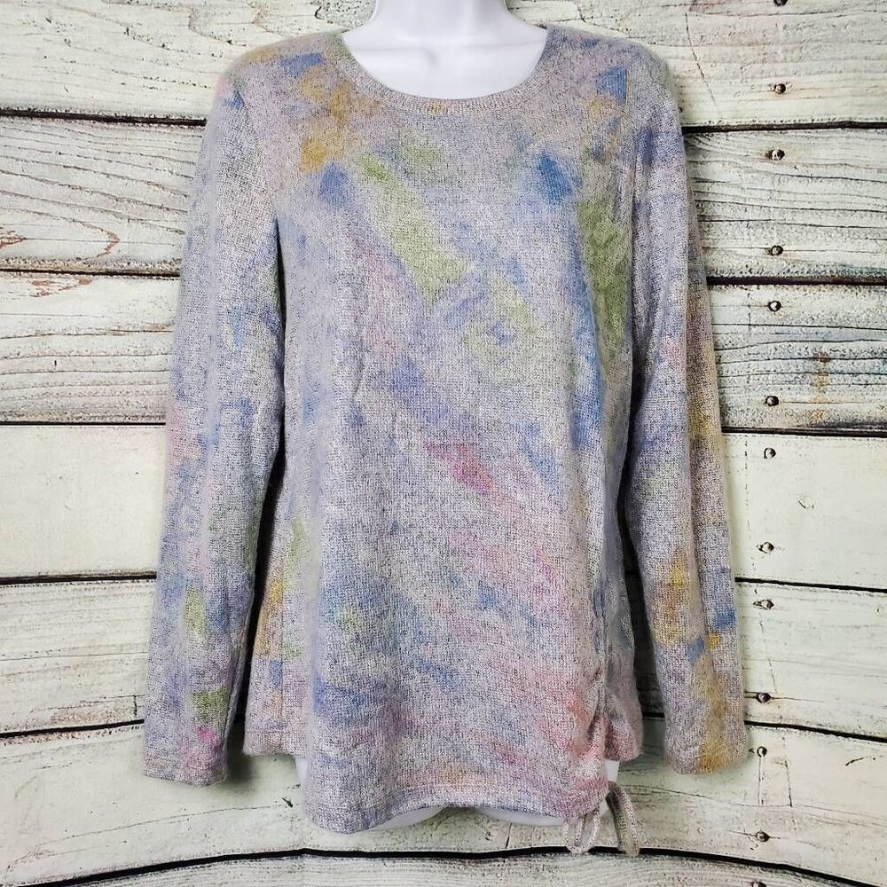 Christopher & Banks Women’s Pastel Print Knit Sweater Long Sleeve Medium
